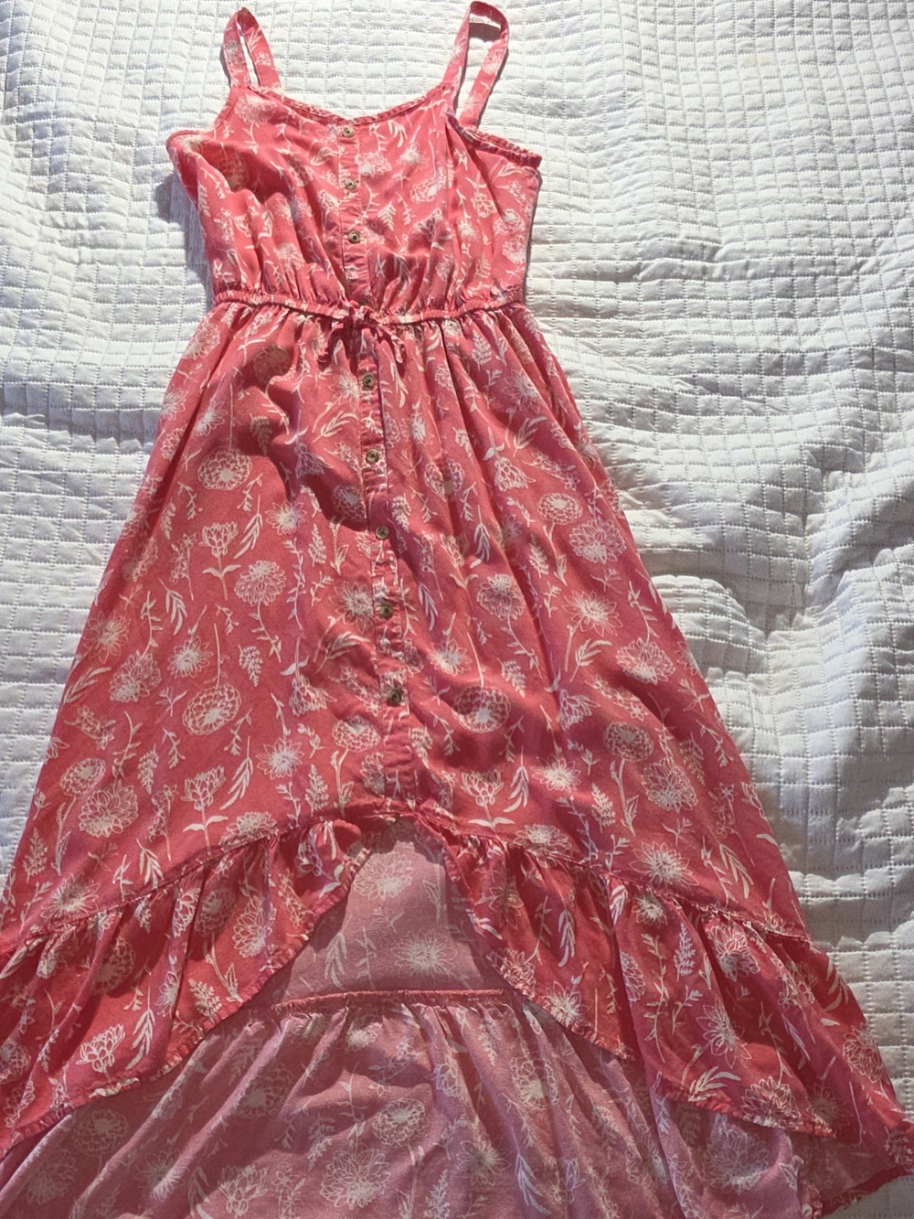 SO Girls Coral Pink Floral High-Low Sundress